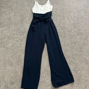 Altar'd State Blue and White Jumpsuit with Palazzo Legs